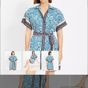 Loft palm collared tie waste mini dress